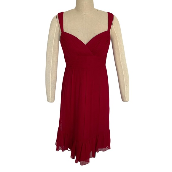 Melissa Sweet Red Silk Dress with Sweetheart Neckline Size 4 - Picture 1 of 10
